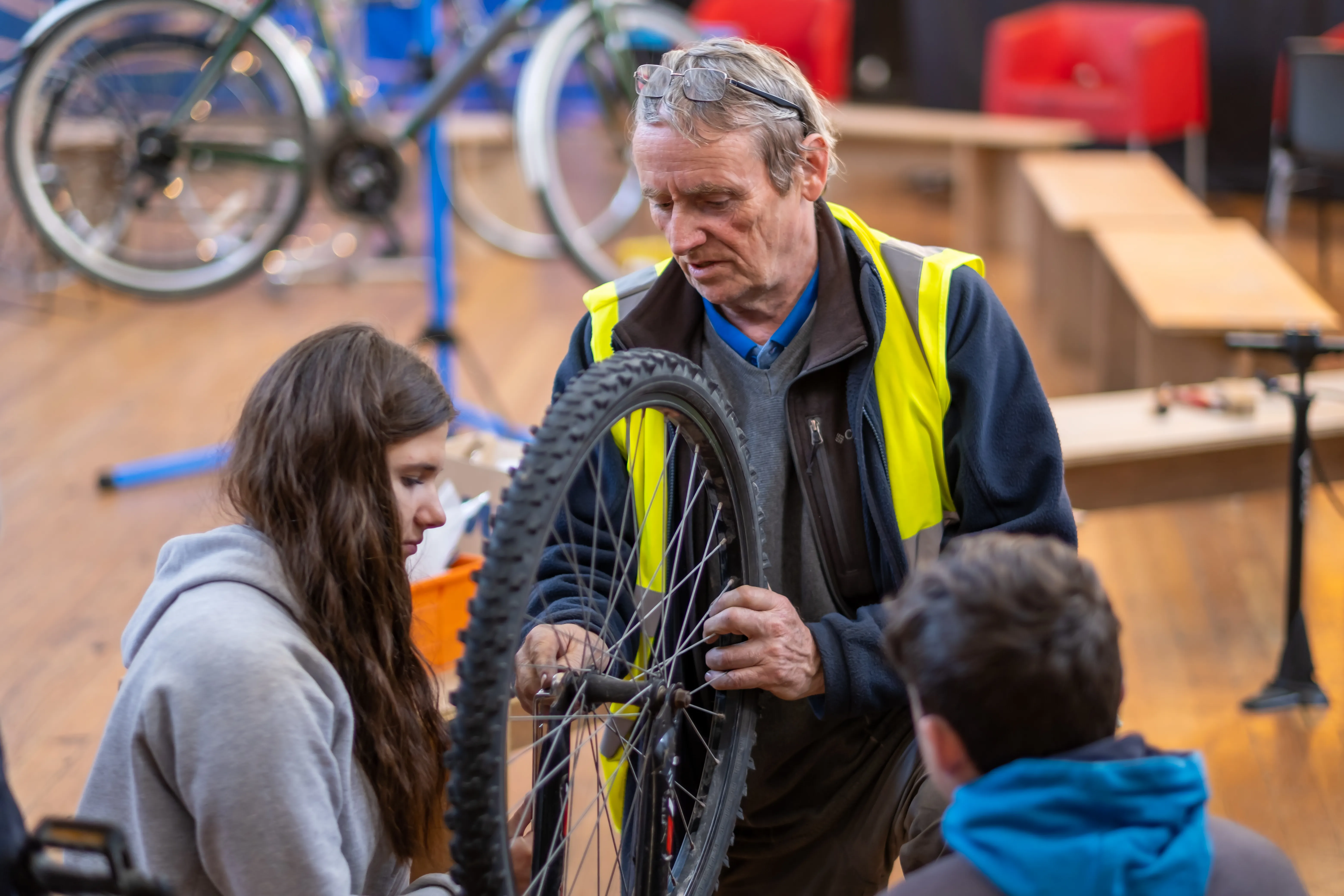 Bike Repair Workshops with Kenny's Bi-cycles, Caring for Repairing Exhibition and Festival, Kilbeggan, Westmeath (2022).